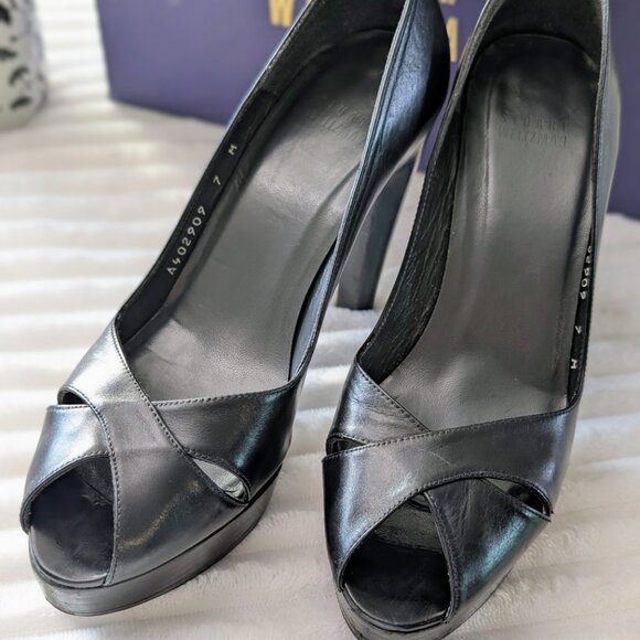 Sturt Weitzman Black Platform Pumps Size 7 - Picture 6 of 8